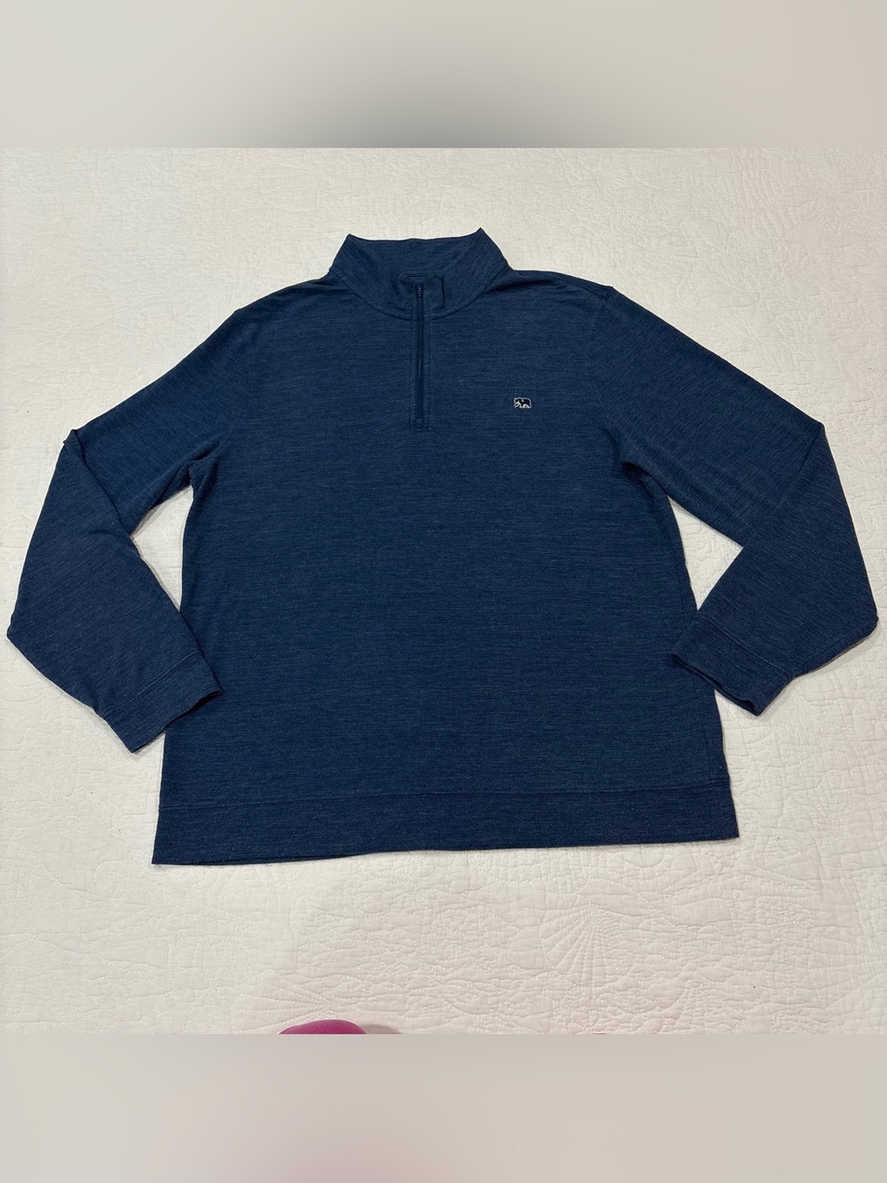 The Normal Brand 1/4 Zip Pullover Men's Large Blue Long Sleeve Sweater Stretch